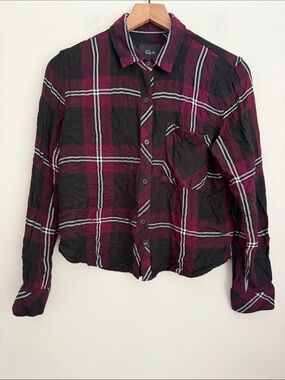 Rails dylan mahogany black ivory button up shirt long sleeve S